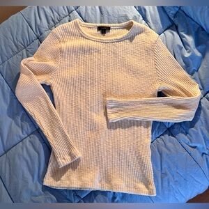J Crew Women’s Ribbed Long-Sleeve Top Sweater - Light Cream Sz L